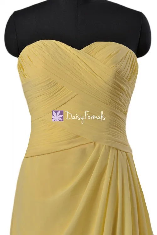 Elegant Banana Bridesmaid Dresses Custom Long Chiffon Dress Yellow Wedding Party Dress (BM732LS)