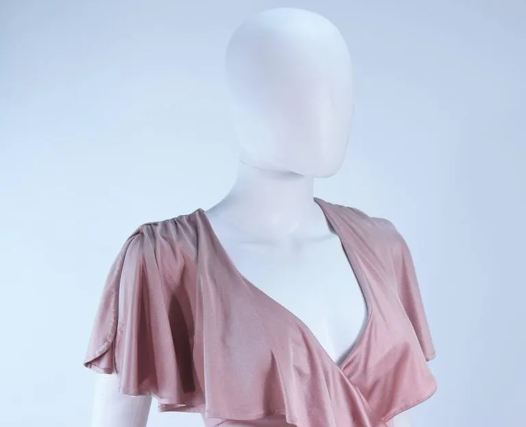 ELIZABETH MASON COUTURE Blush Silk Jersey Ruffled Cocktail Dress