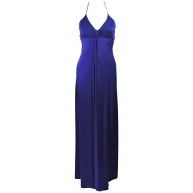 ELIZABETH MASON COUTURE Purple Silk Jersey Draped Halter Gown