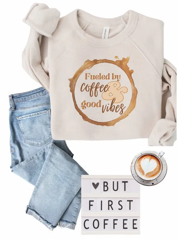 Explore More Collection - Coffee and Good Vibes Bella Graphic Sweatshirt