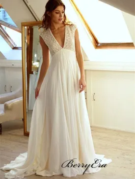 Fancy Lace Wedding Dresses, Chiffon A-line Wedding Dresses, Newest Bridal Gowns