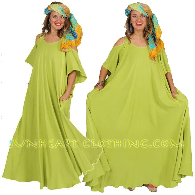 Farfala Cold Shoulder Dress Moroccan Cotton Sml-7X Custom Dye