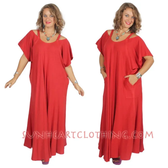 Farfala Cold Shoulder Dress Moroccan Cotton Sml-7X Custom Dye