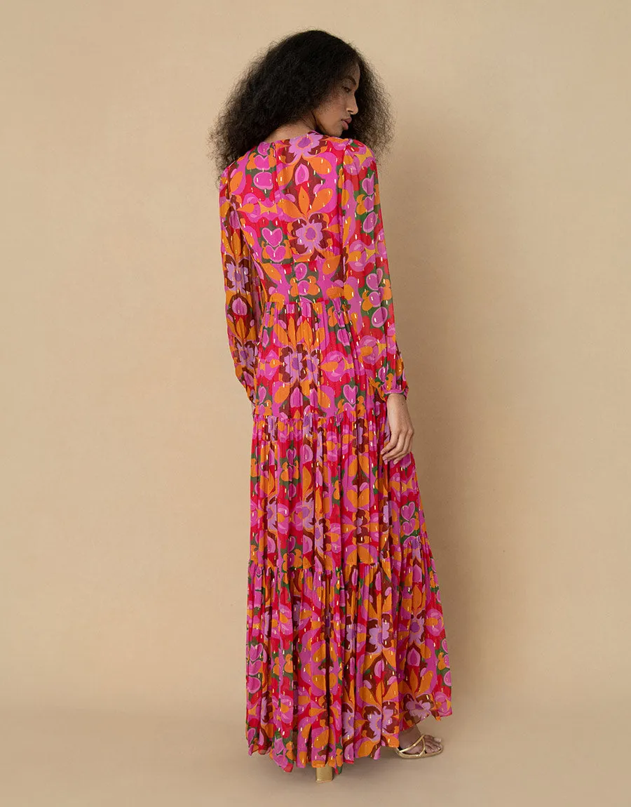 Freya Chiffon Maxi Dress - Seventies Orange - SALE