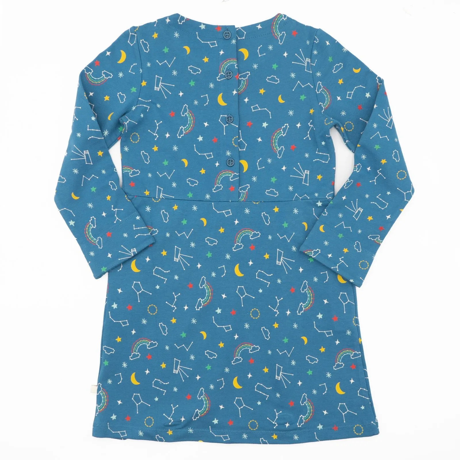 Frugi Girls Blue Cotton Long Sleeve Jersey Dresses