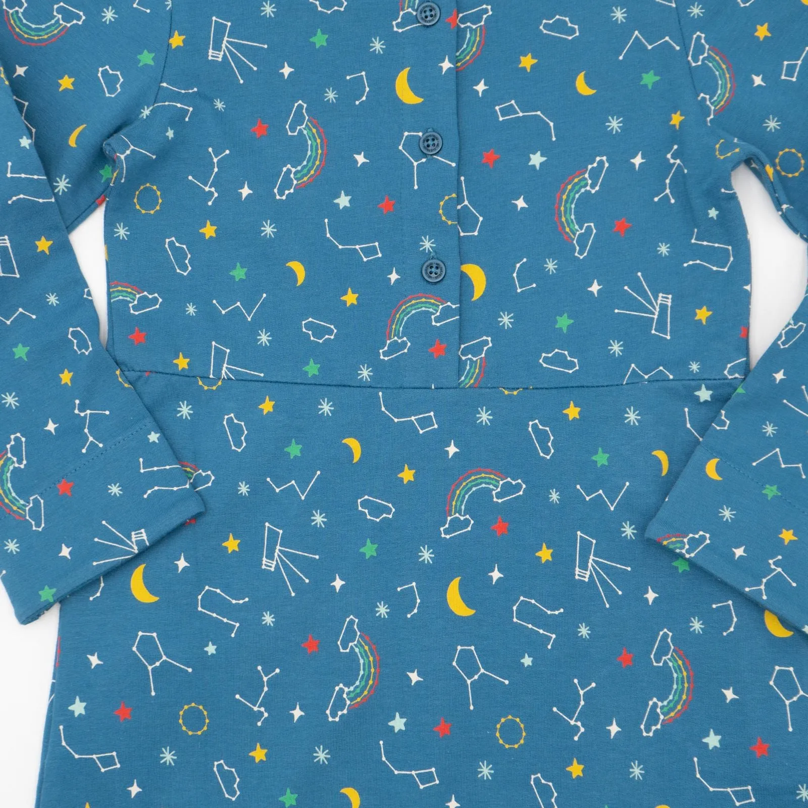 Frugi Girls Blue Cotton Long Sleeve Jersey Dresses