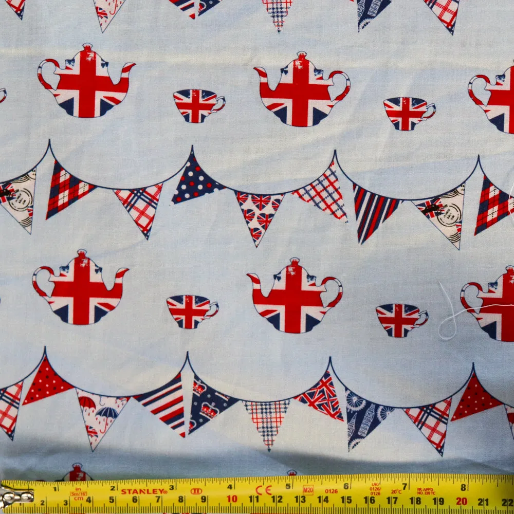 FS1170 Happy & Glorious Bunting Cotton Fabric Blue