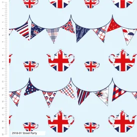 FS1170 Happy & Glorious Bunting Cotton Fabric Blue