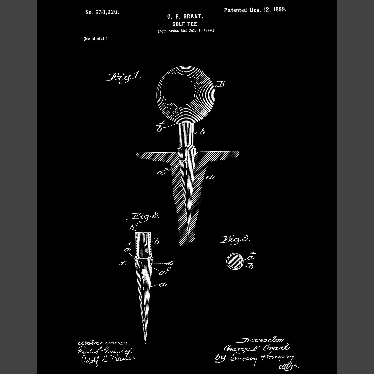 Golf Tee Canvas Patent Print