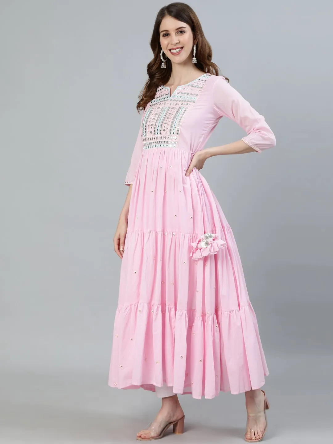 Gota Patti Mirror Embroidered Anarkali Kurta