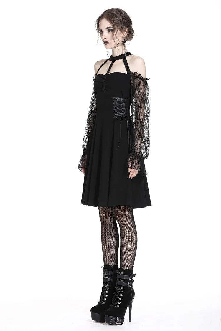 Gothic lace bishop sleeve lace-up dress DW228