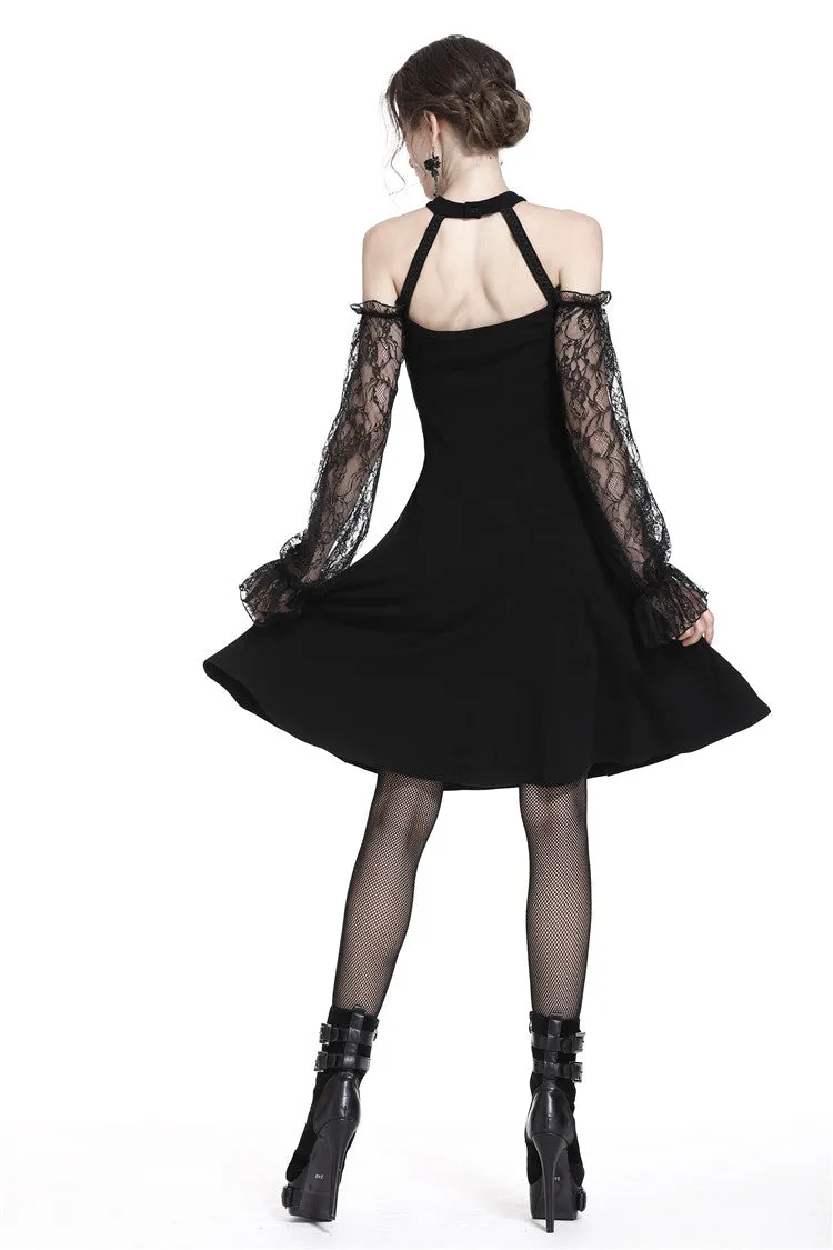 Gothic lace bishop sleeve lace-up dress DW228