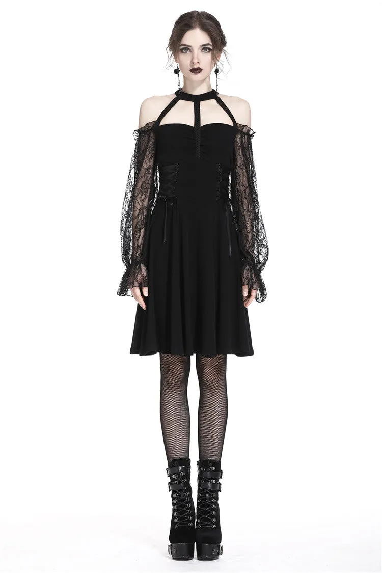 Gothic lace bishop sleeve lace-up dress DW228