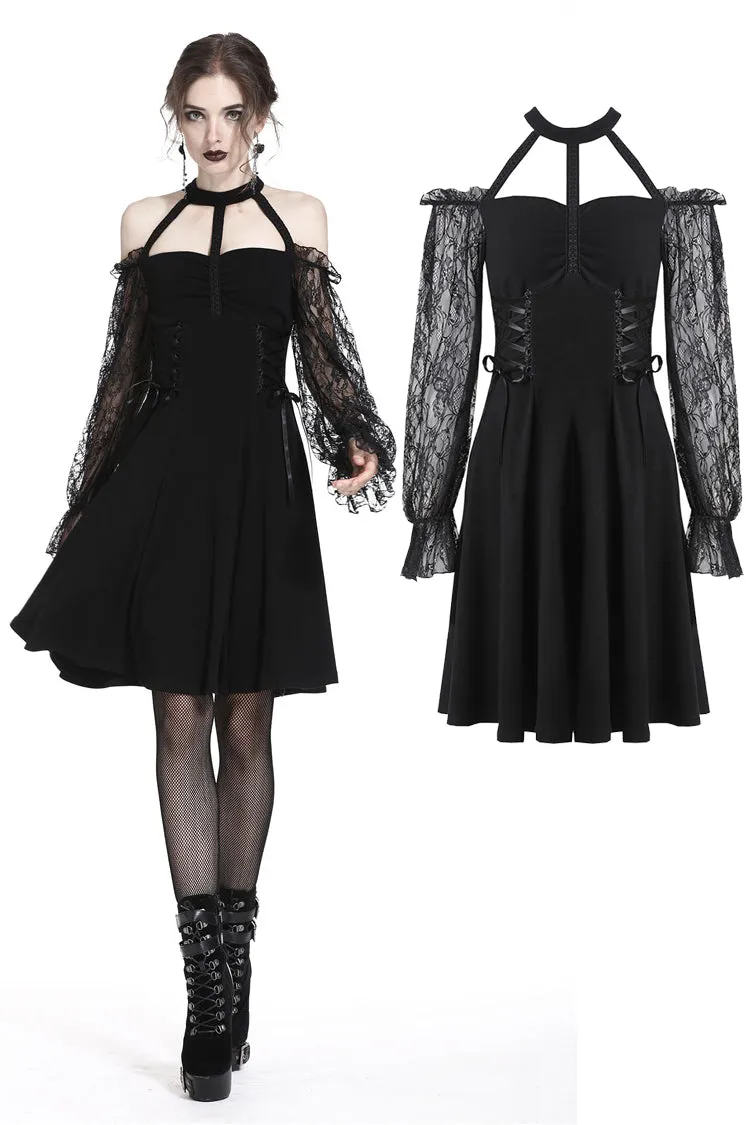 Gothic lace bishop sleeve lace-up dress DW228