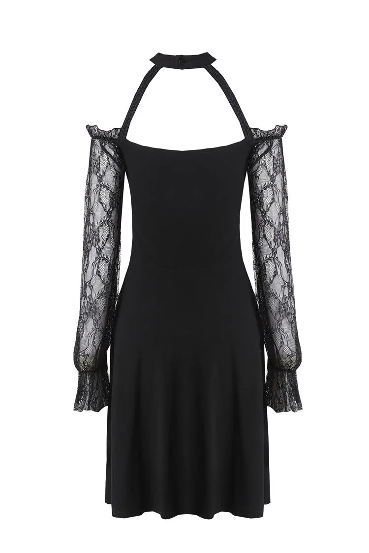 Gothic lace bishop sleeve lace-up dress DW228