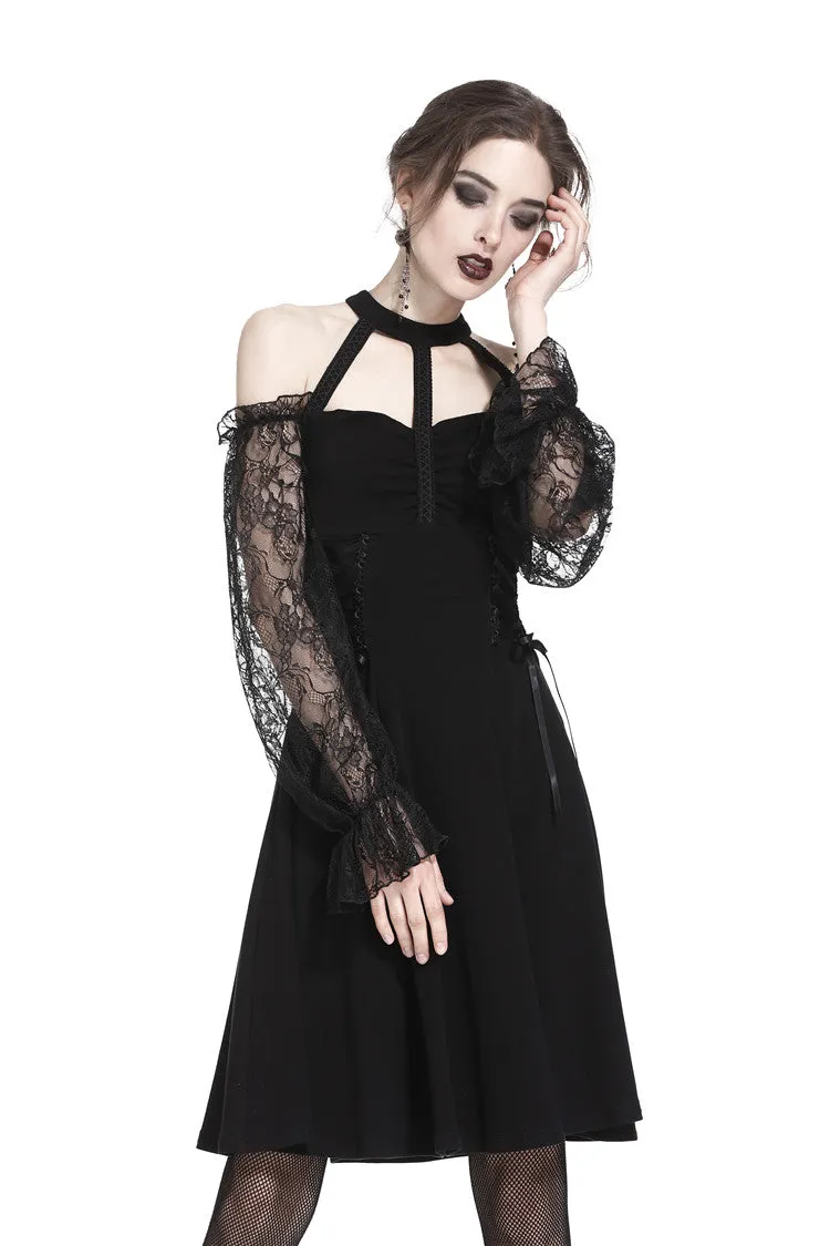 Gothic lace bishop sleeve lace-up dress DW228