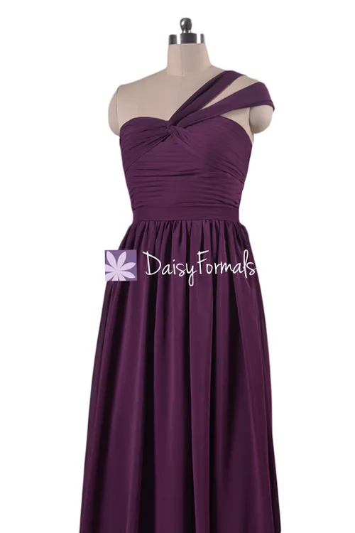 Grap Chiffon Women Party Dress Long Plum Chiffon Bridesmaids Dress Beach Wedding (BM731L)