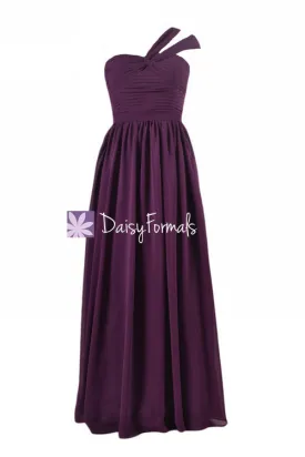 Grap Chiffon Women Party Dress Long Plum Chiffon Bridesmaids Dress Beach Wedding (BM731L)