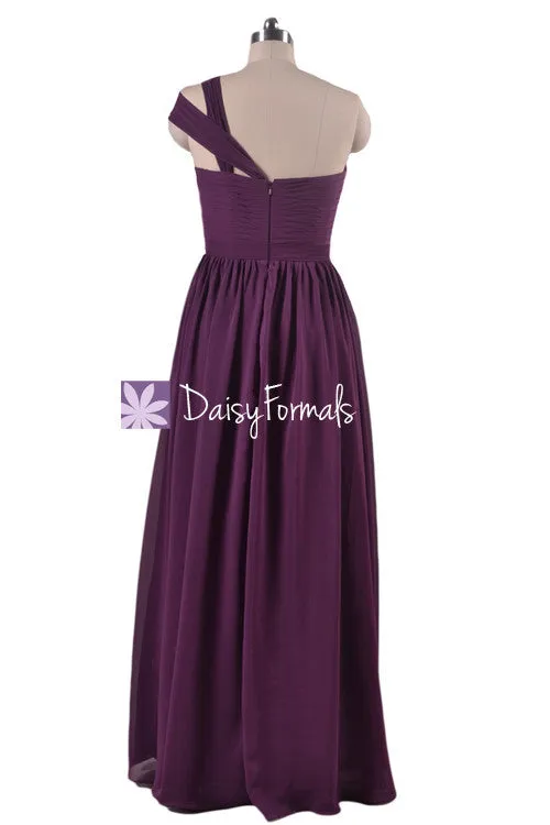 Grap Chiffon Women Party Dress Long Plum Chiffon Bridesmaids Dress Beach Wedding (BM731L)