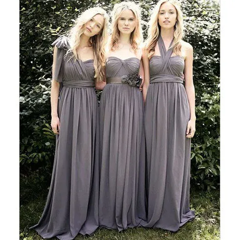 gray bridesmaid dresses long convertible chiffon a line cheap wedding party dresses 2020 vestido de festa