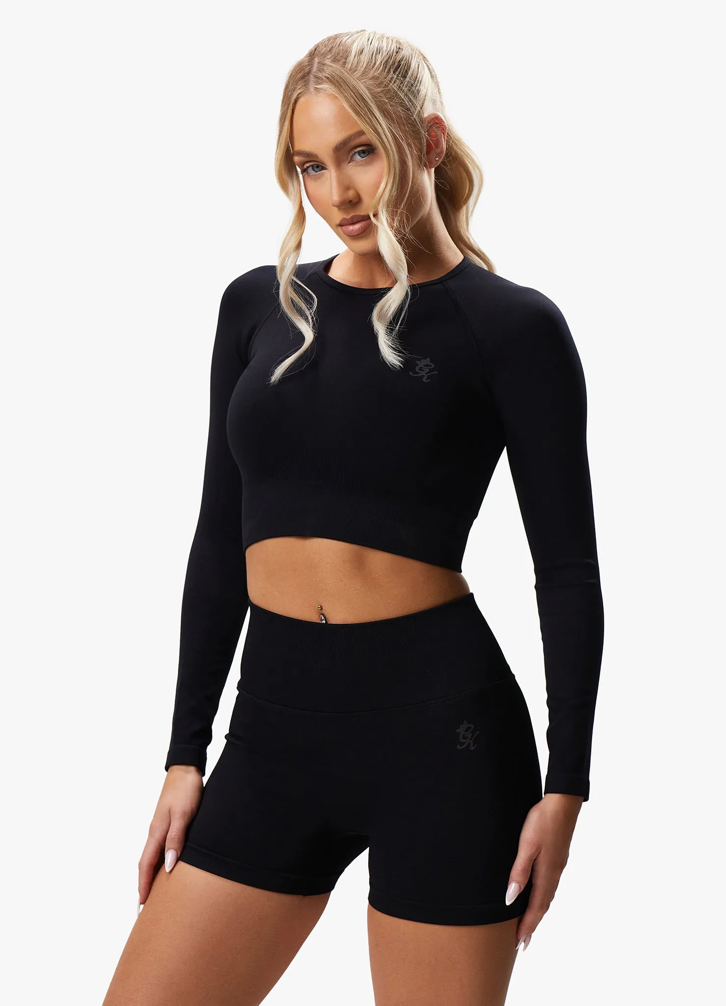 Gym King Sculpt Seamless LS Top - Black