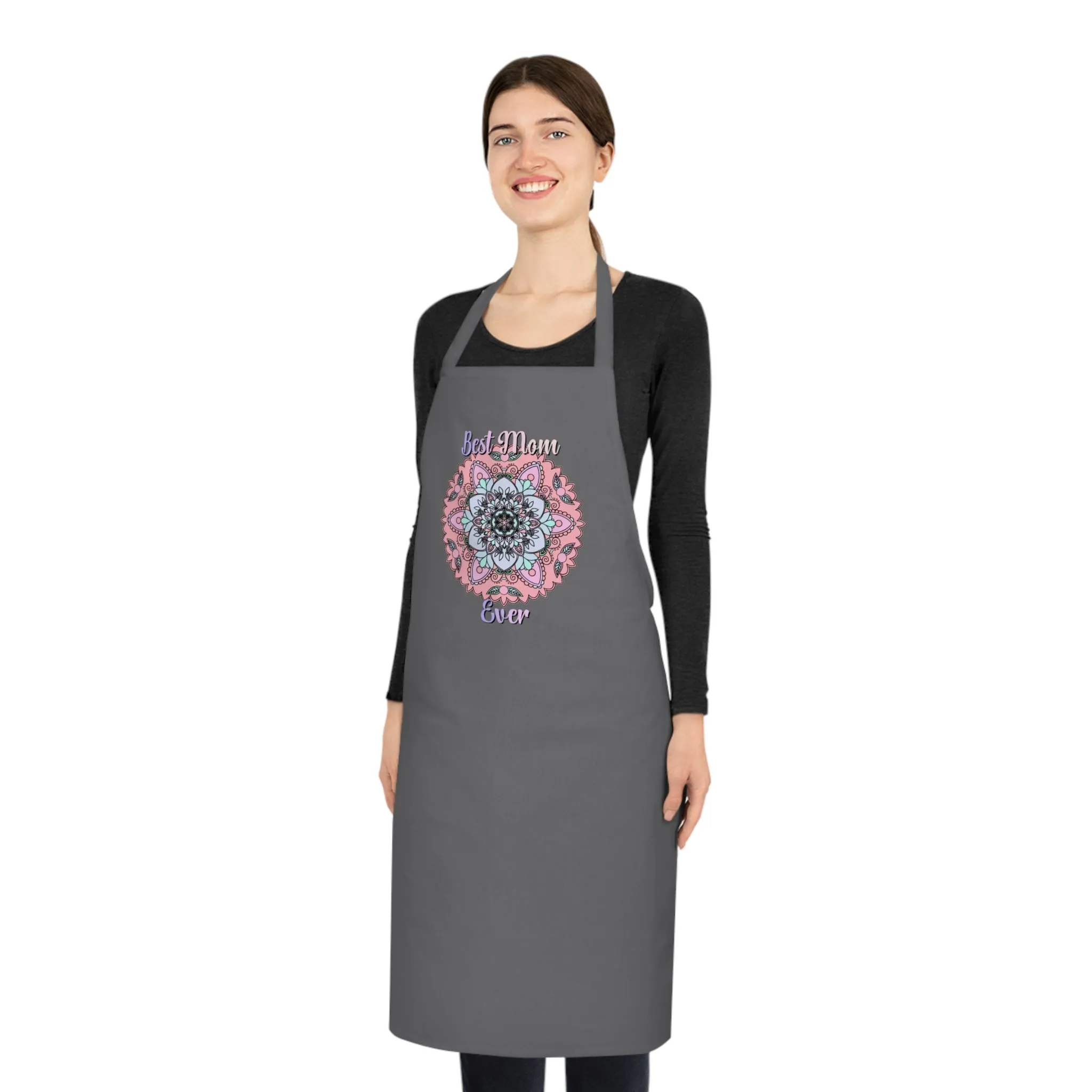 Hand-Drawn Mandala Cotton Apron - Perfect Gift for Mom