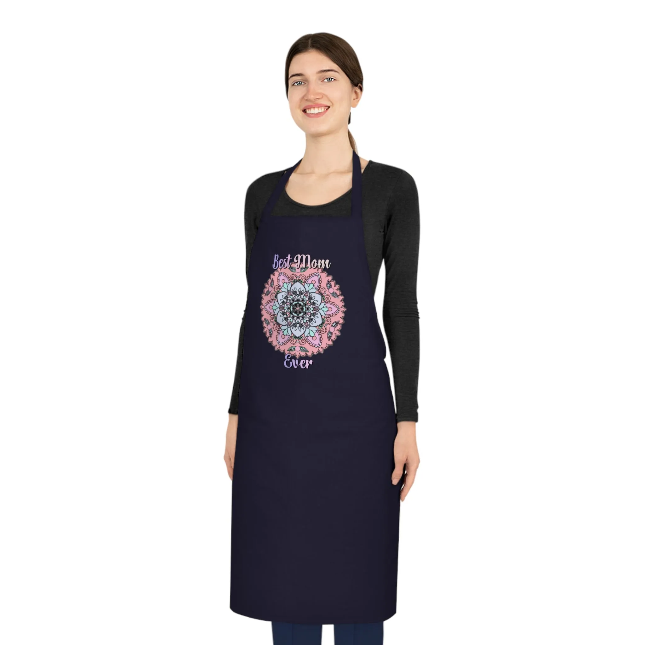 Hand-Drawn Mandala Cotton Apron - Perfect Gift for Mom