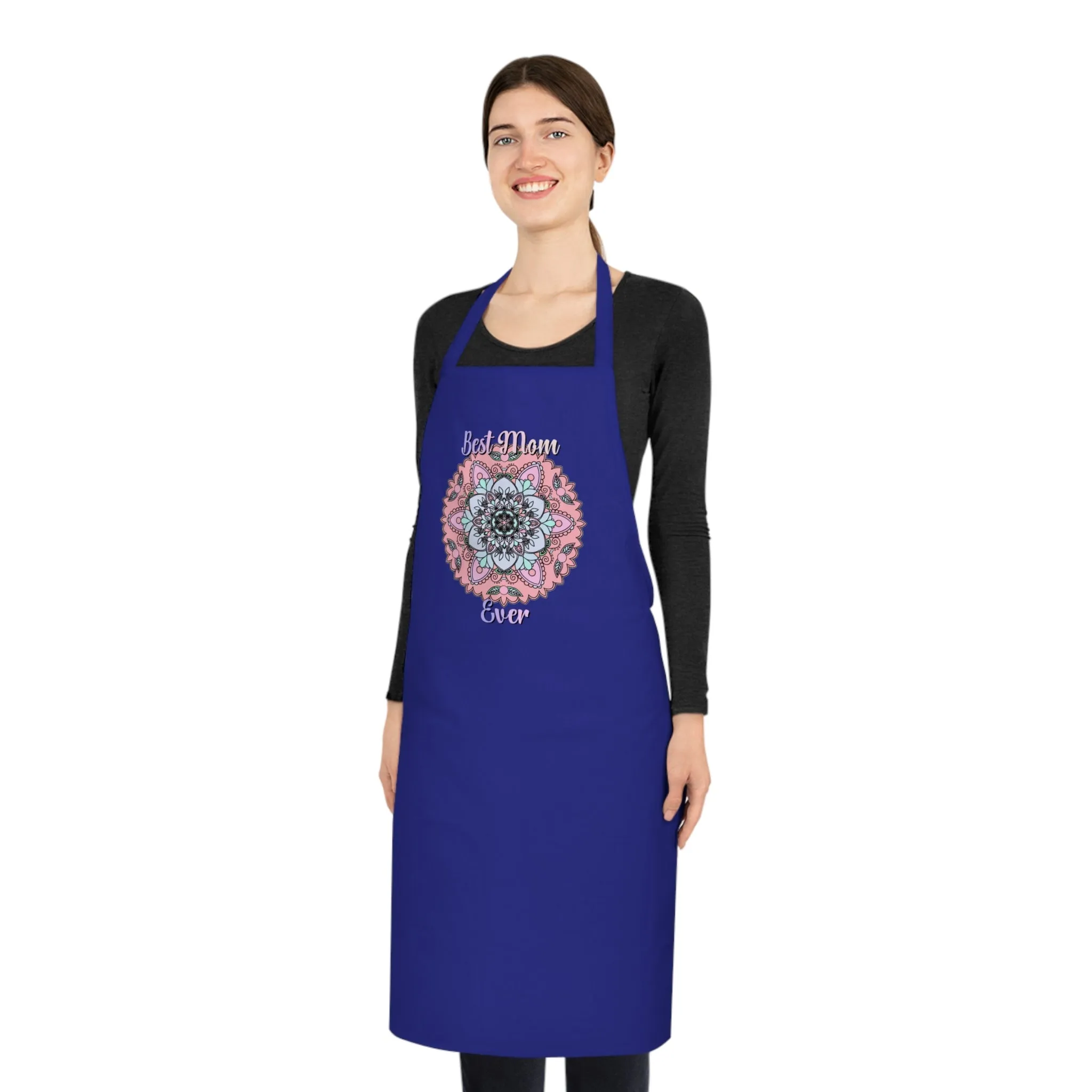 Hand-Drawn Mandala Cotton Apron - Perfect Gift for Mom