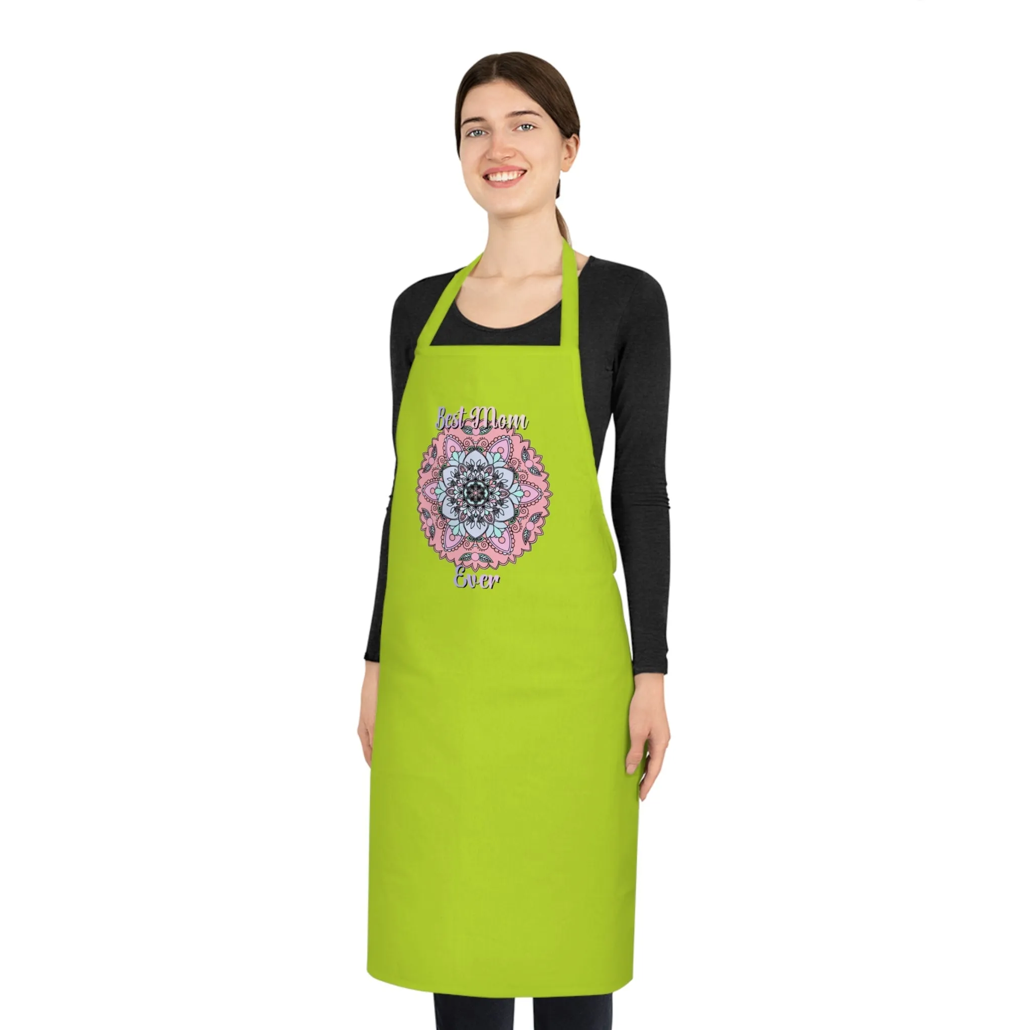 Hand-Drawn Mandala Cotton Apron - Perfect Gift for Mom