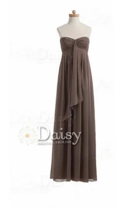 Handmade Long Mocha Bridesmaid Dress Brown Chiffon Bridesmaid Dress(BM892A)