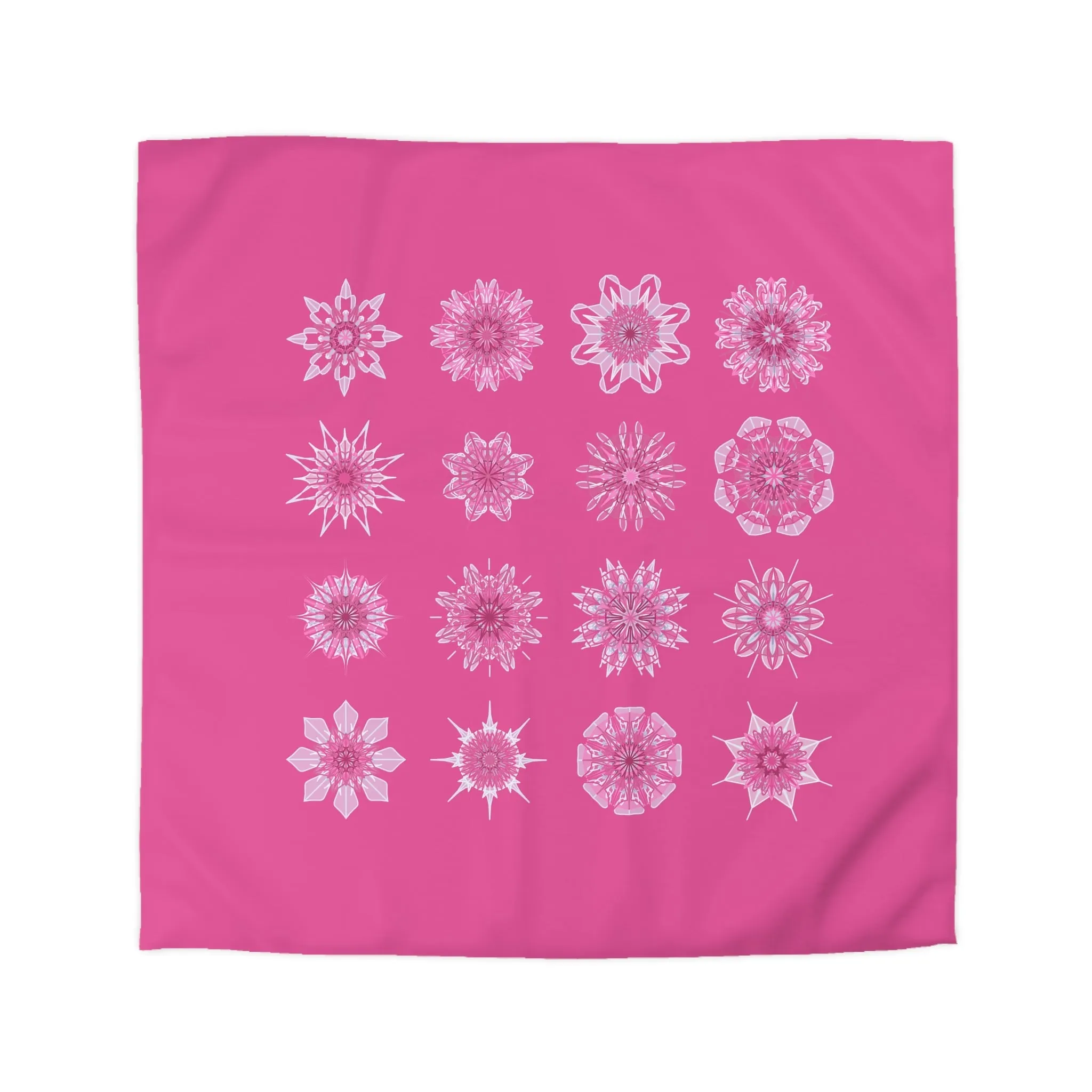 Handmade Mandala Art Microfiber Duvet Cover - Medium Hot Pink Background