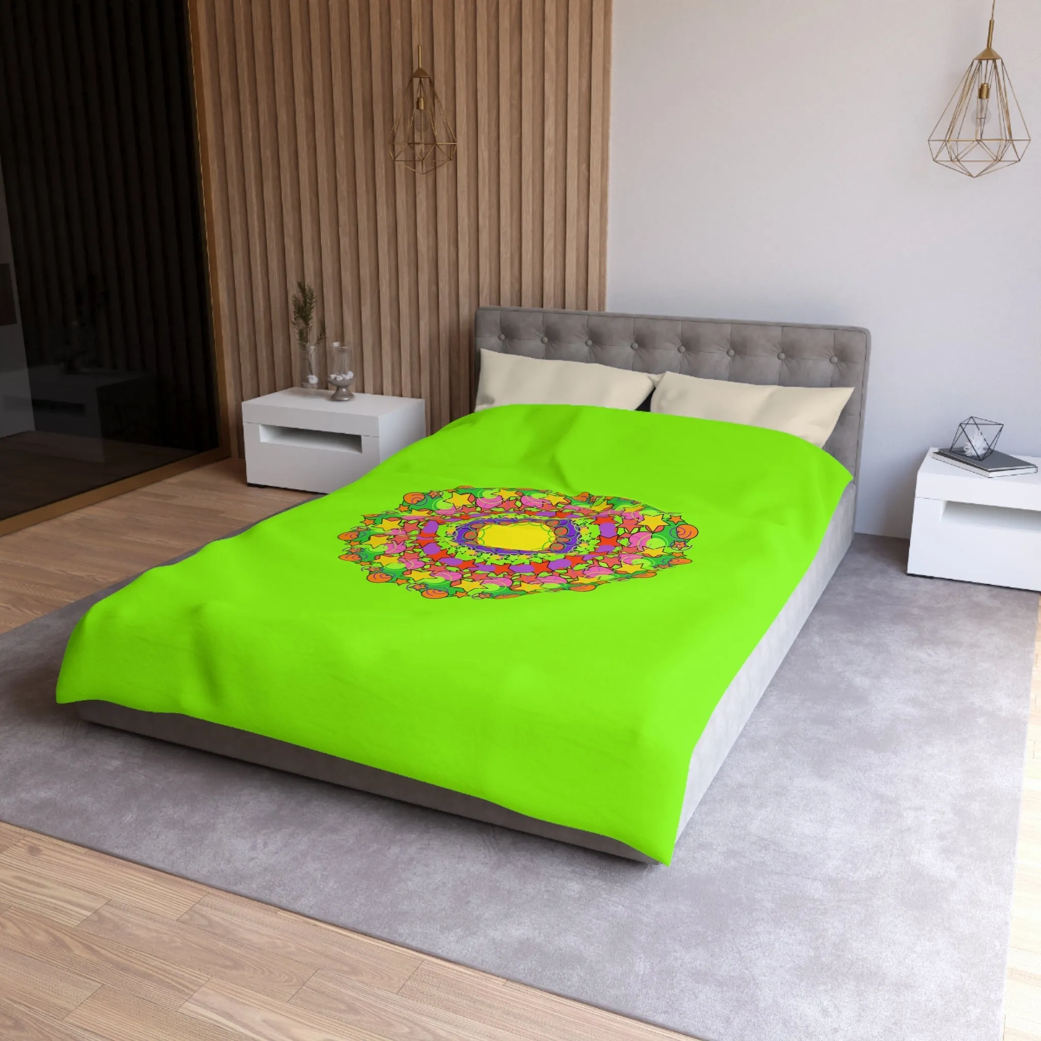 Handmade Mandala Duvet Cover - Vibrant Green- Kids' Bed