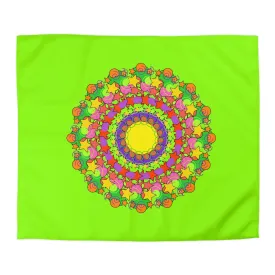 Handmade Mandala Duvet Cover - Vibrant Green- Kids' Bed