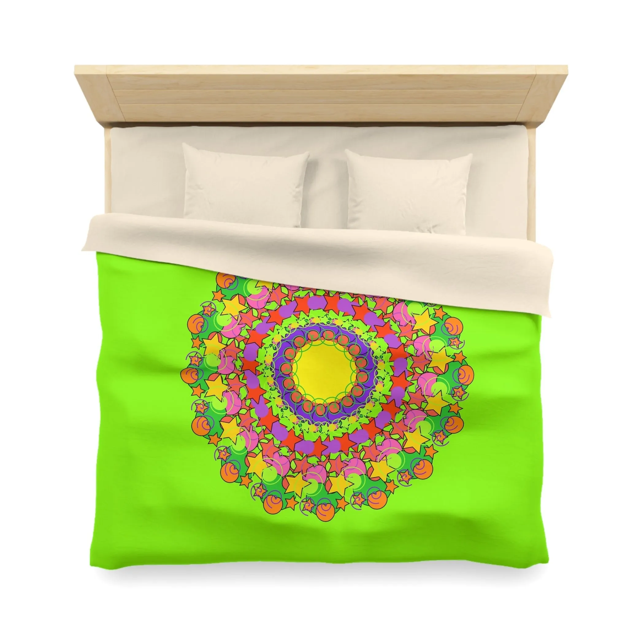 Handmade Mandala Duvet Cover - Vibrant Green- Kids' Bed