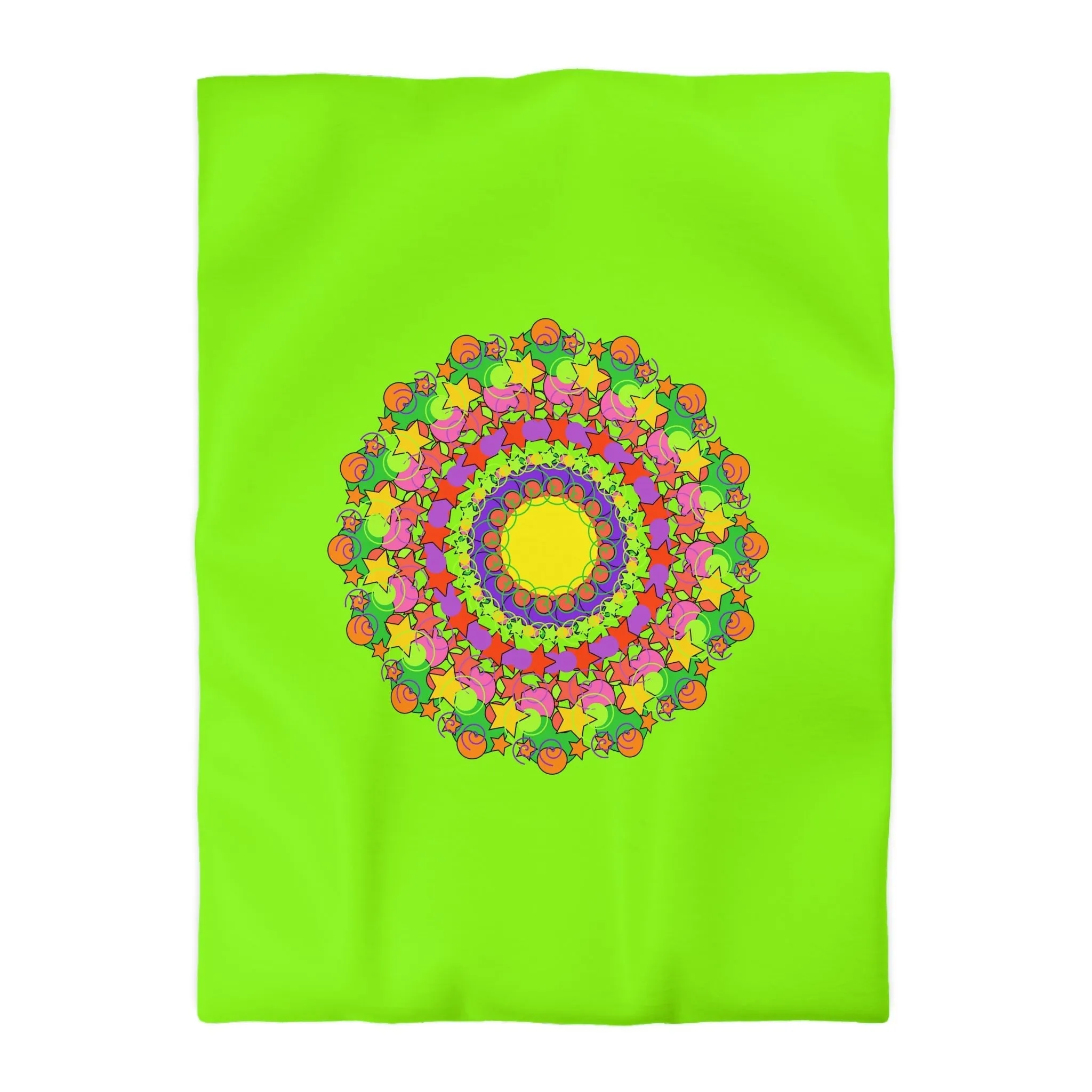 Handmade Mandala Duvet Cover - Vibrant Green- Kids' Bed