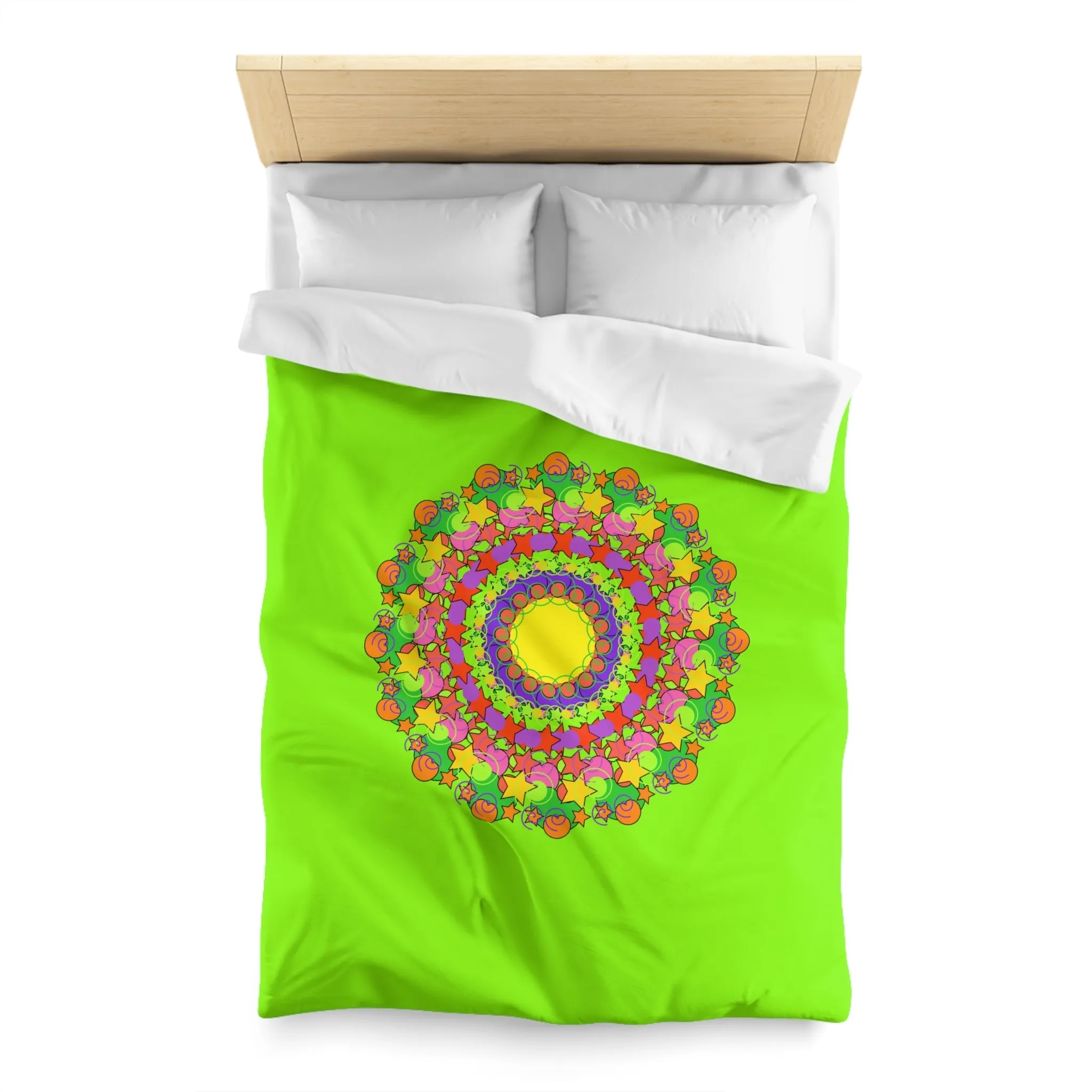 Handmade Mandala Duvet Cover - Vibrant Green- Kids' Bed