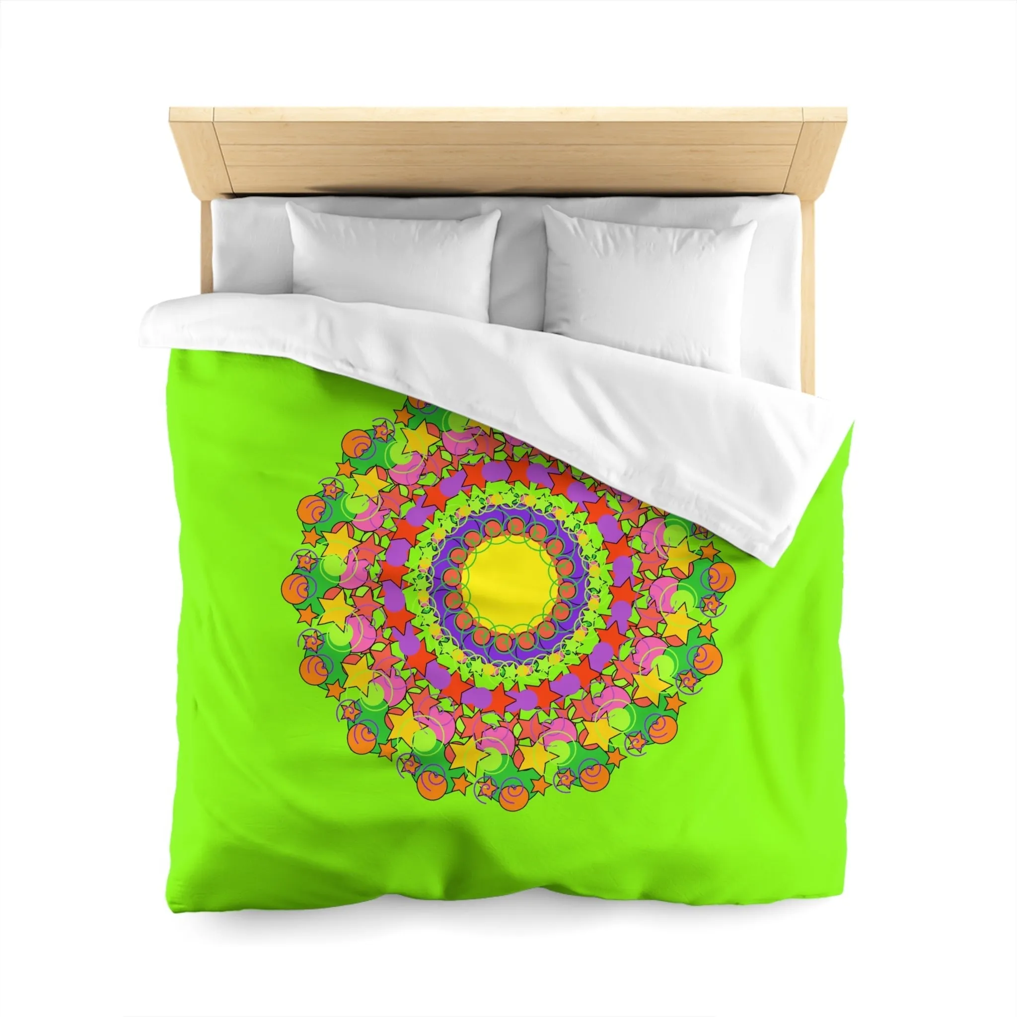 Handmade Mandala Duvet Cover - Vibrant Green- Kids' Bed