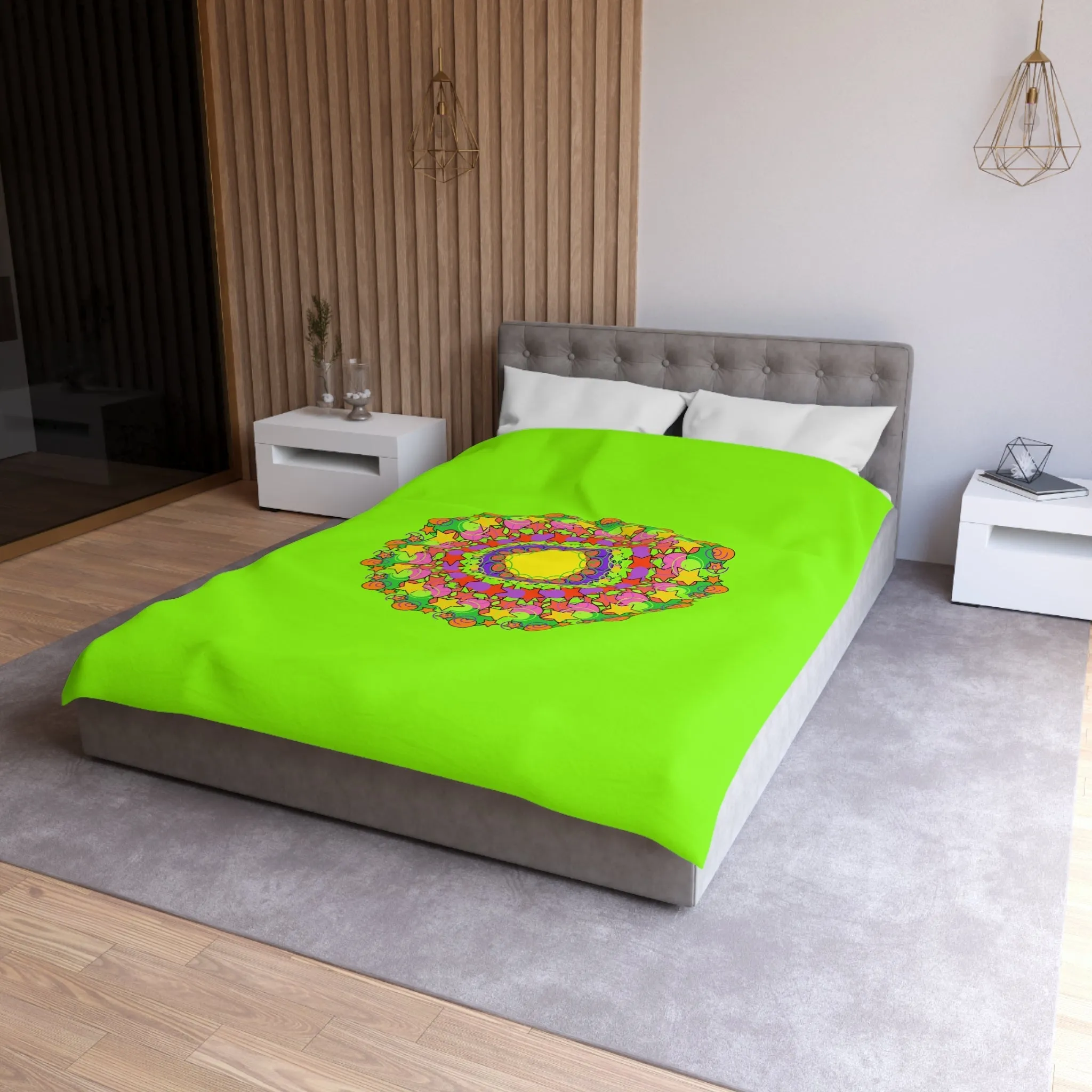 Handmade Mandala Duvet Cover - Vibrant Green- Kids' Bed