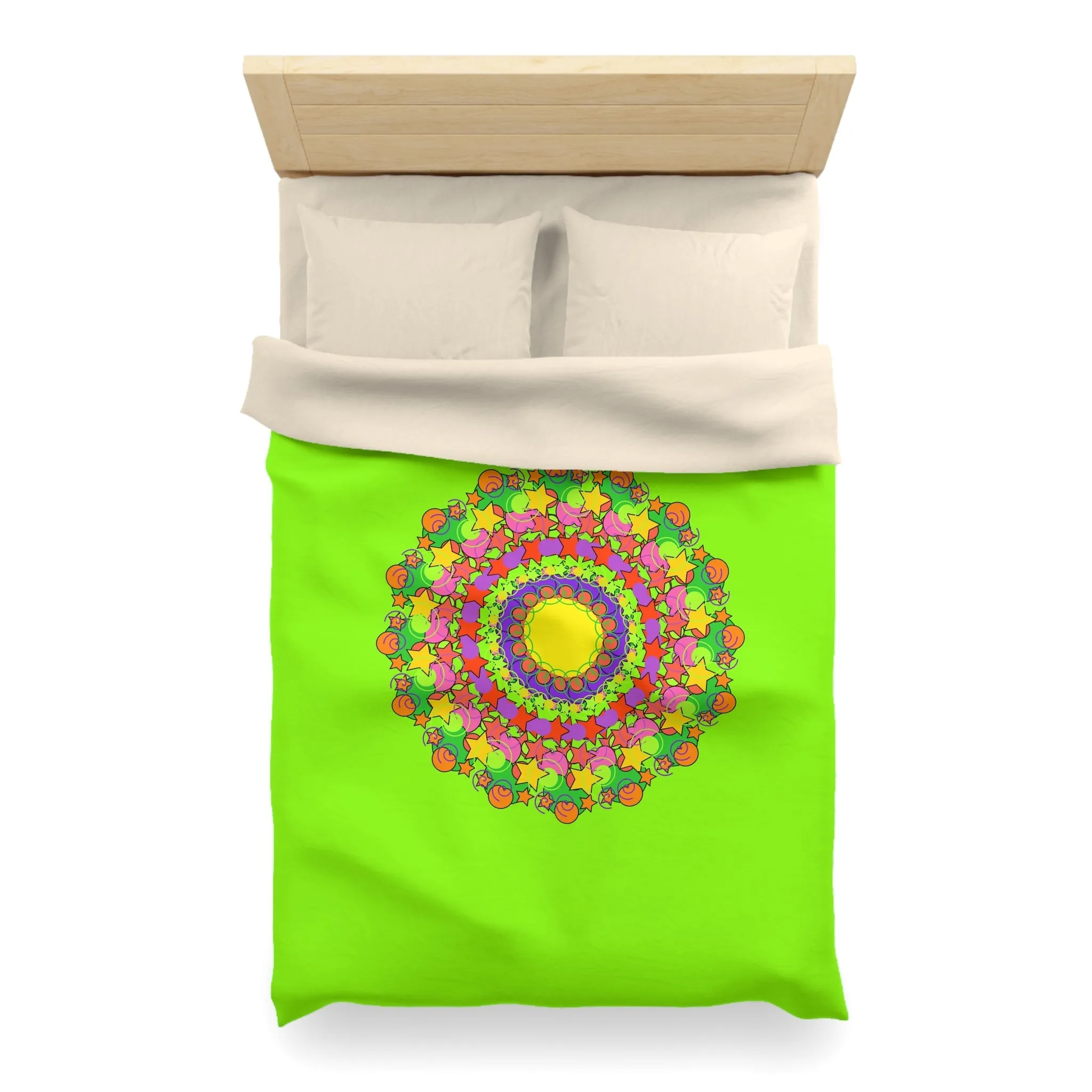 Handmade Mandala Duvet Cover - Vibrant Green- Kids' Bed