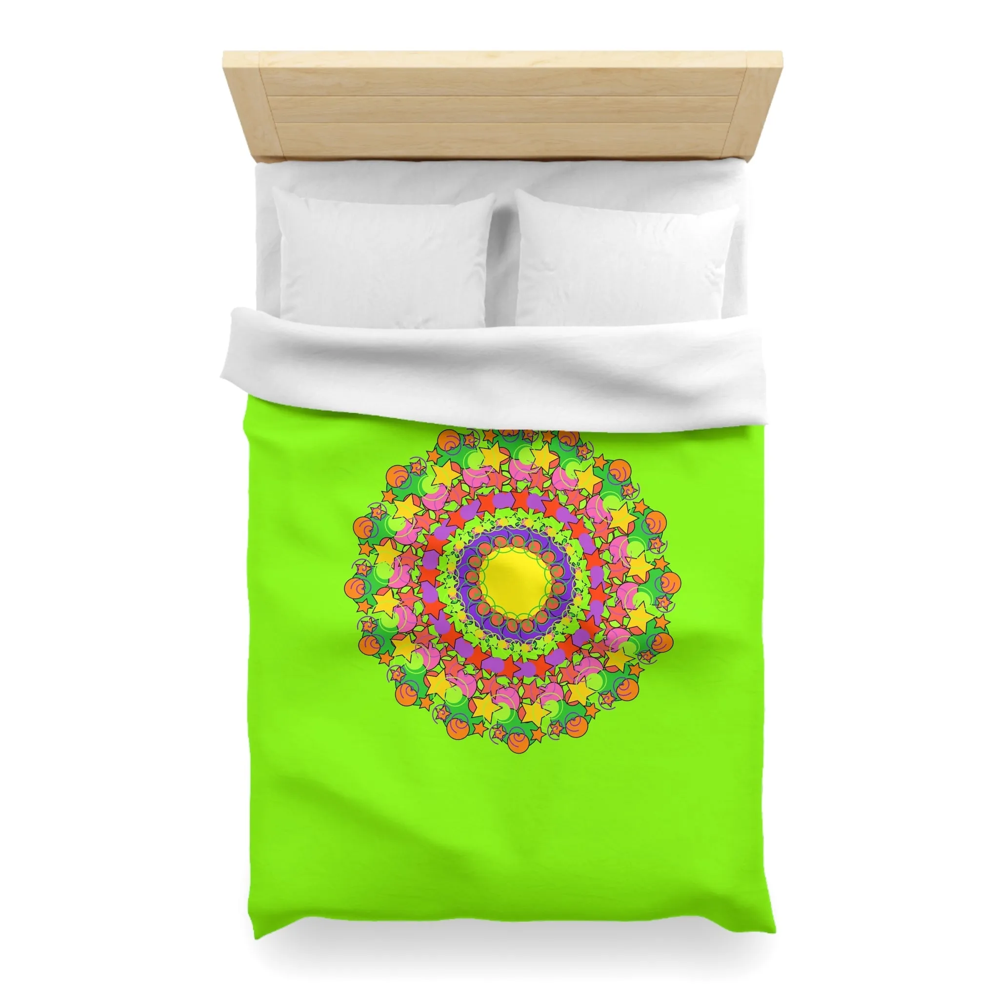 Handmade Mandala Duvet Cover - Vibrant Green- Kids' Bed