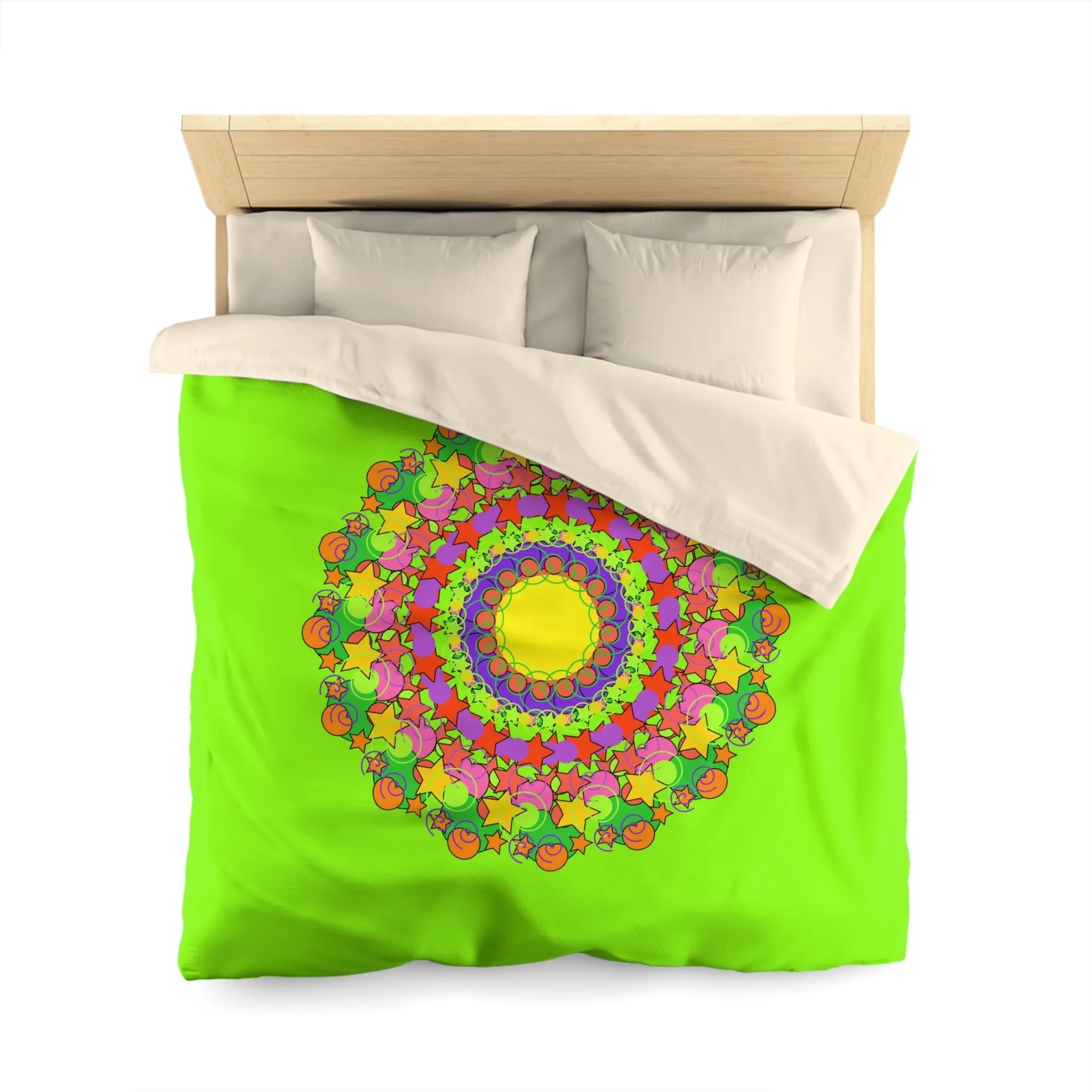 Handmade Mandala Duvet Cover - Vibrant Green- Kids' Bed