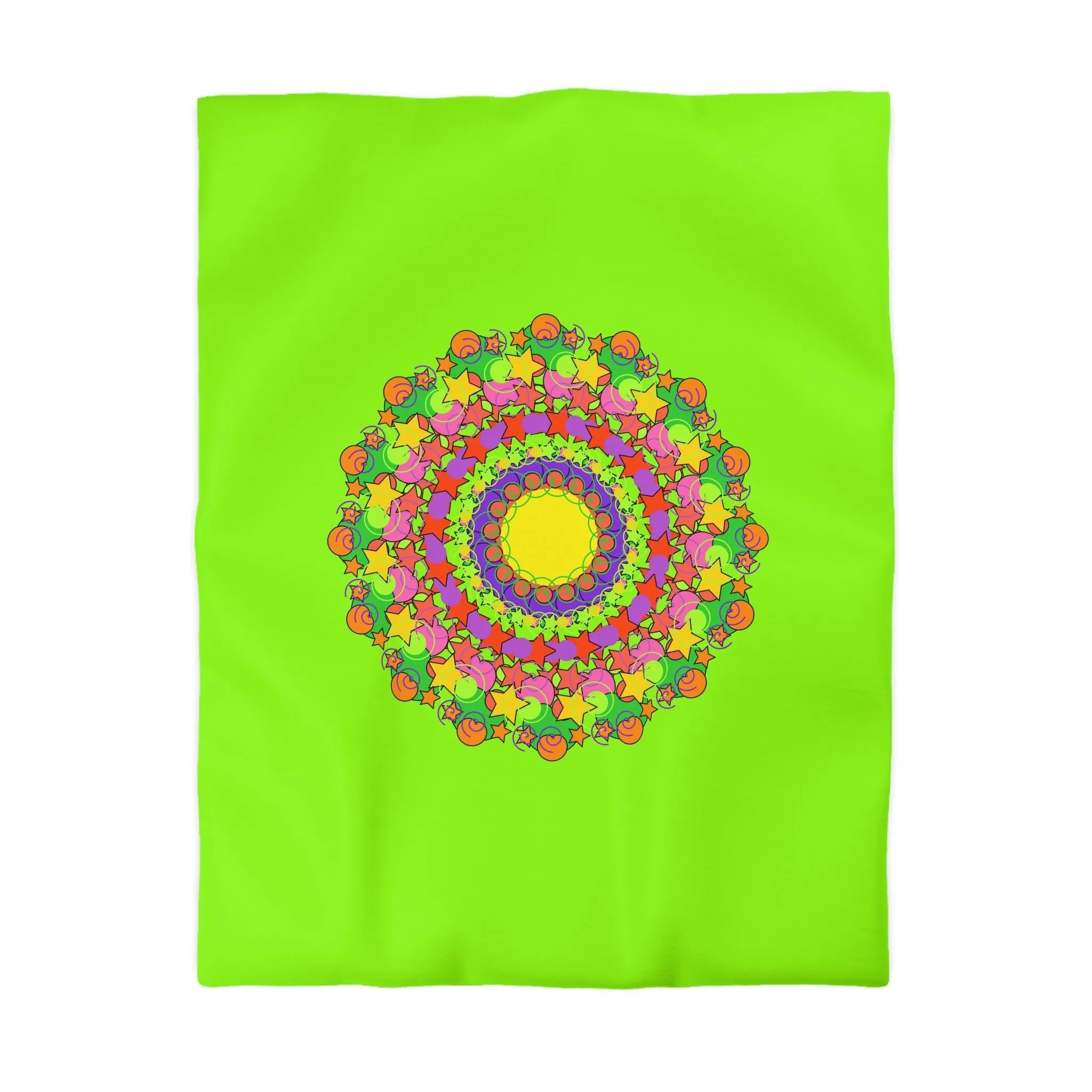 Handmade Mandala Duvet Cover - Vibrant Green- Kids' Bed