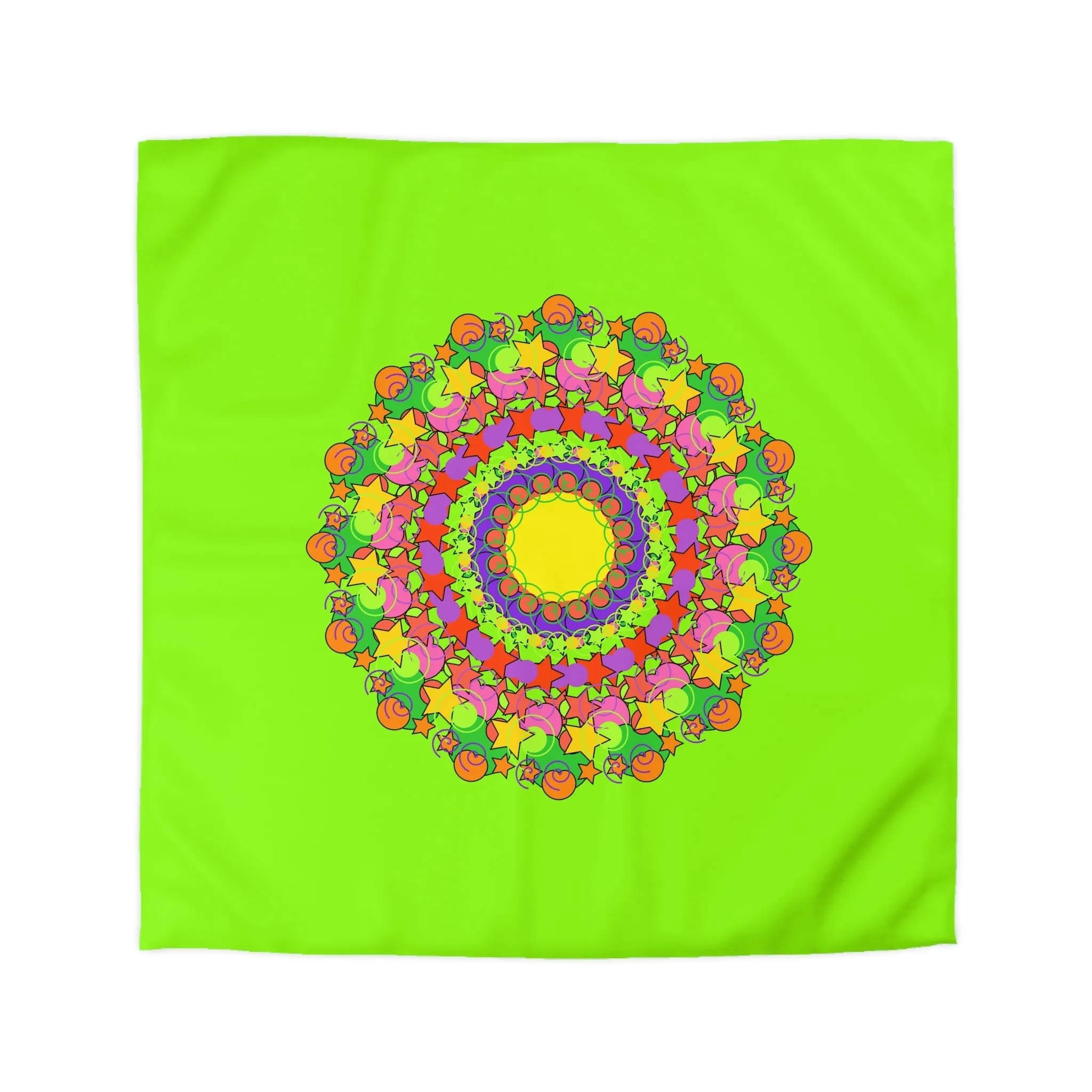 Handmade Mandala Duvet Cover - Vibrant Green- Kids' Bed