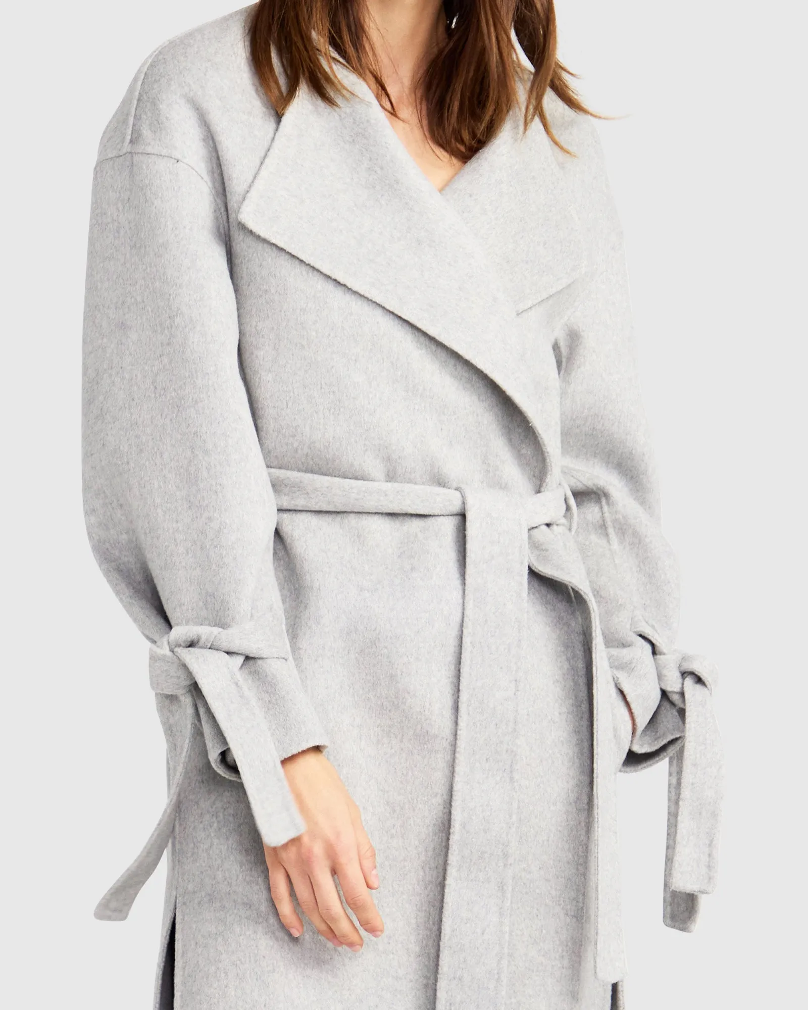 Head Over Heels Collarless Robe Coat - Grey Marle