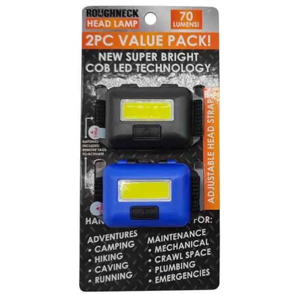 Headlamp LED Flashlight 2 Pack - 6 Pieces Per Retail Ready Display 23389