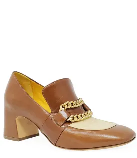 Heeled Loafer with Gold Chain