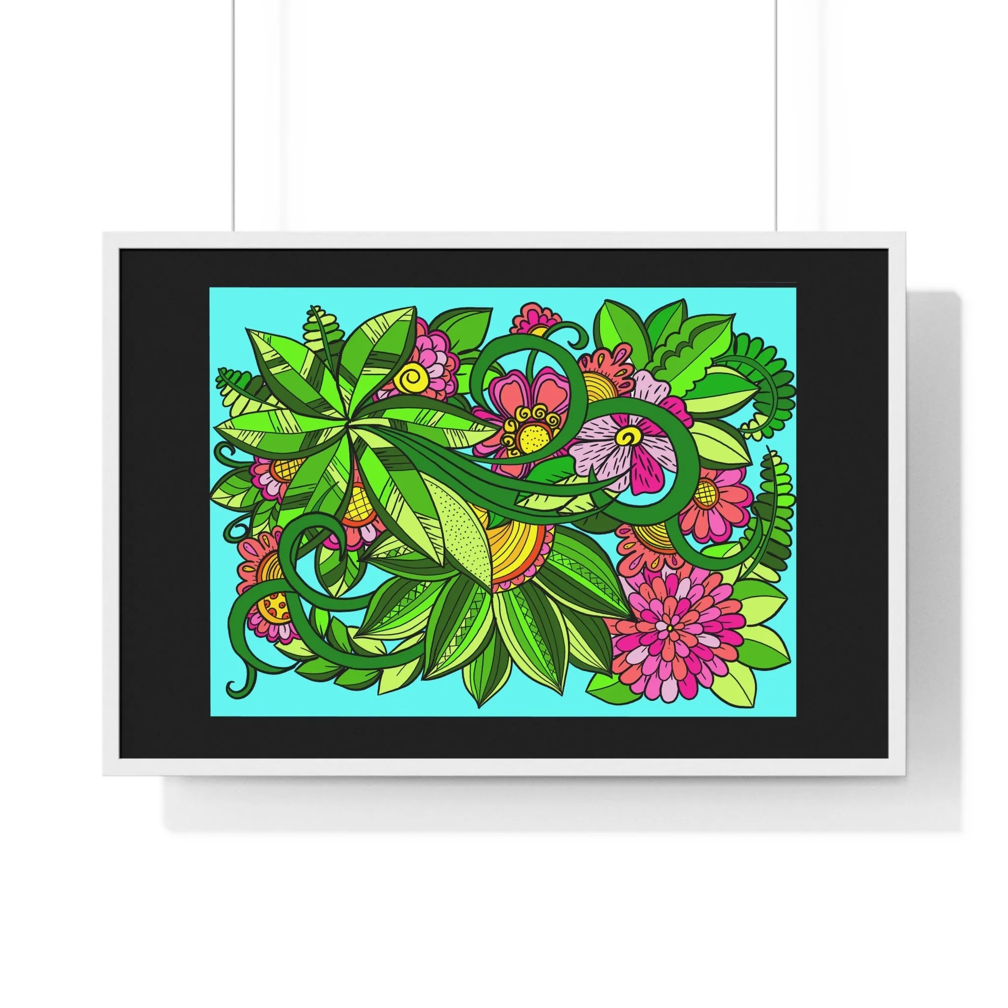 Horizontal Framed Poster - Flower Doodle 36"x24"