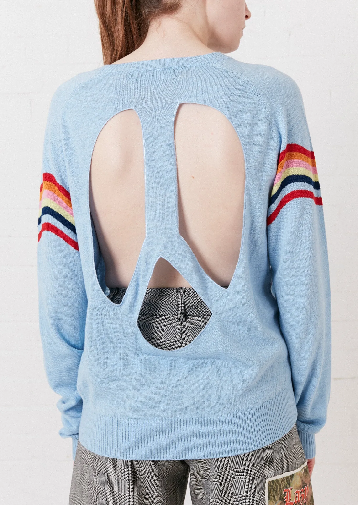 House of Holland Wavy Peace Cut Out Jumper (Blue)