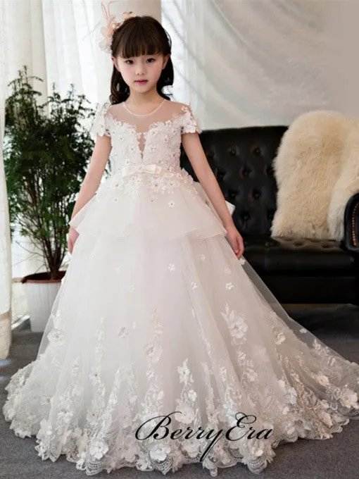 Illusion Lace Tulle Lovely Princess Flower Girl Dresses