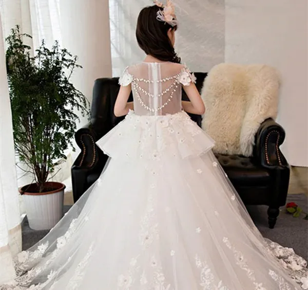 Illusion Lace Tulle Lovely Princess Flower Girl Dresses